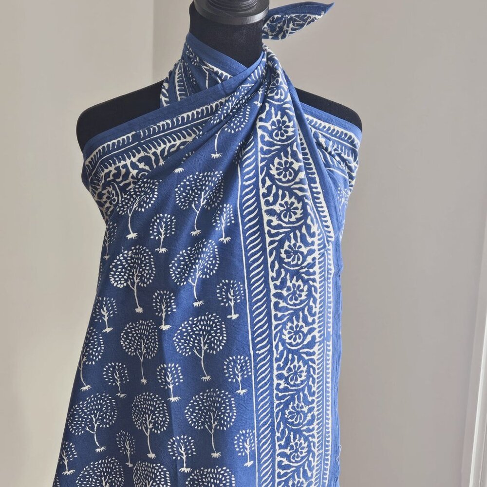 BRAND NEW Hand Block Print Cotton Floral Beach Cover Up Sarong Gift For Her